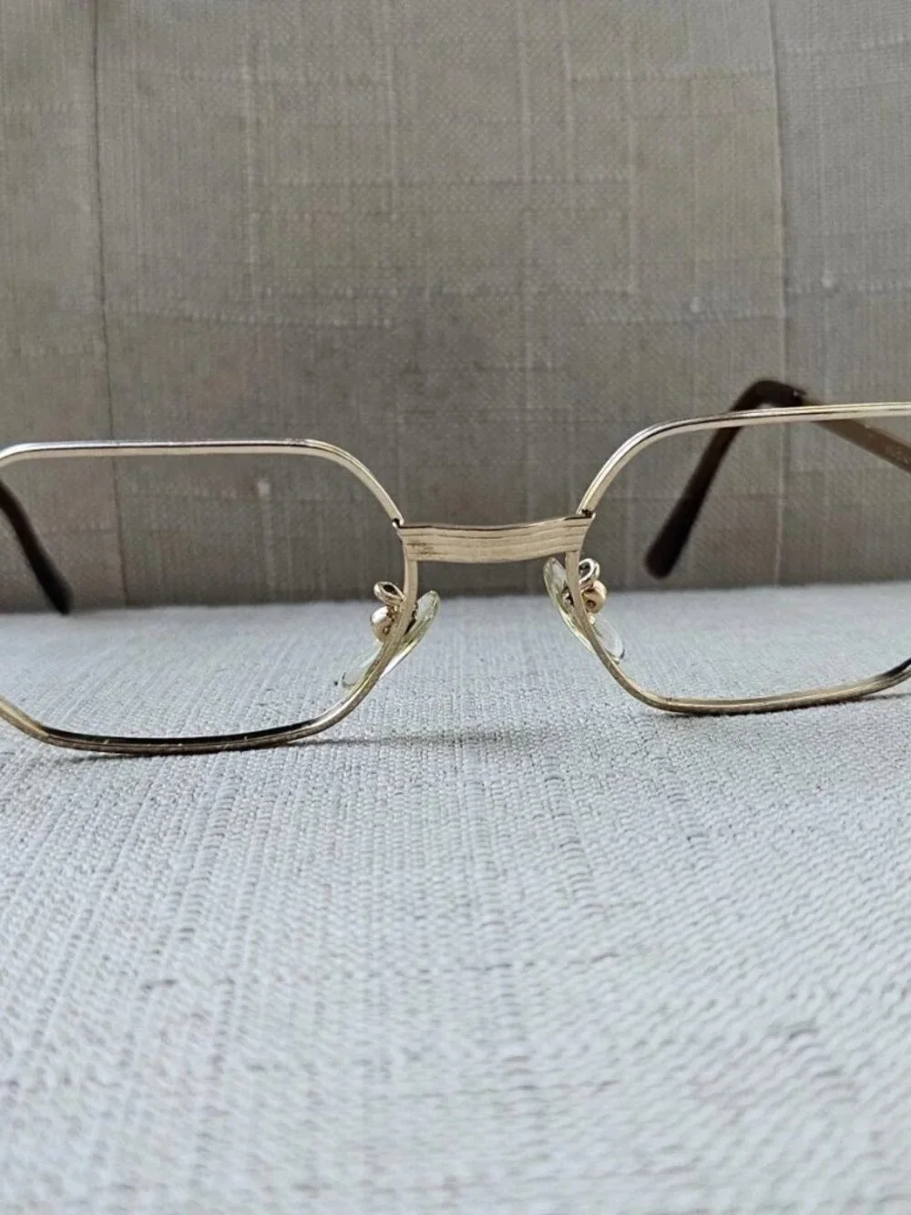 Vintage HEX-O-K Eyeglasses Frame Gold Tone Eyewear Glasses Frame Korea